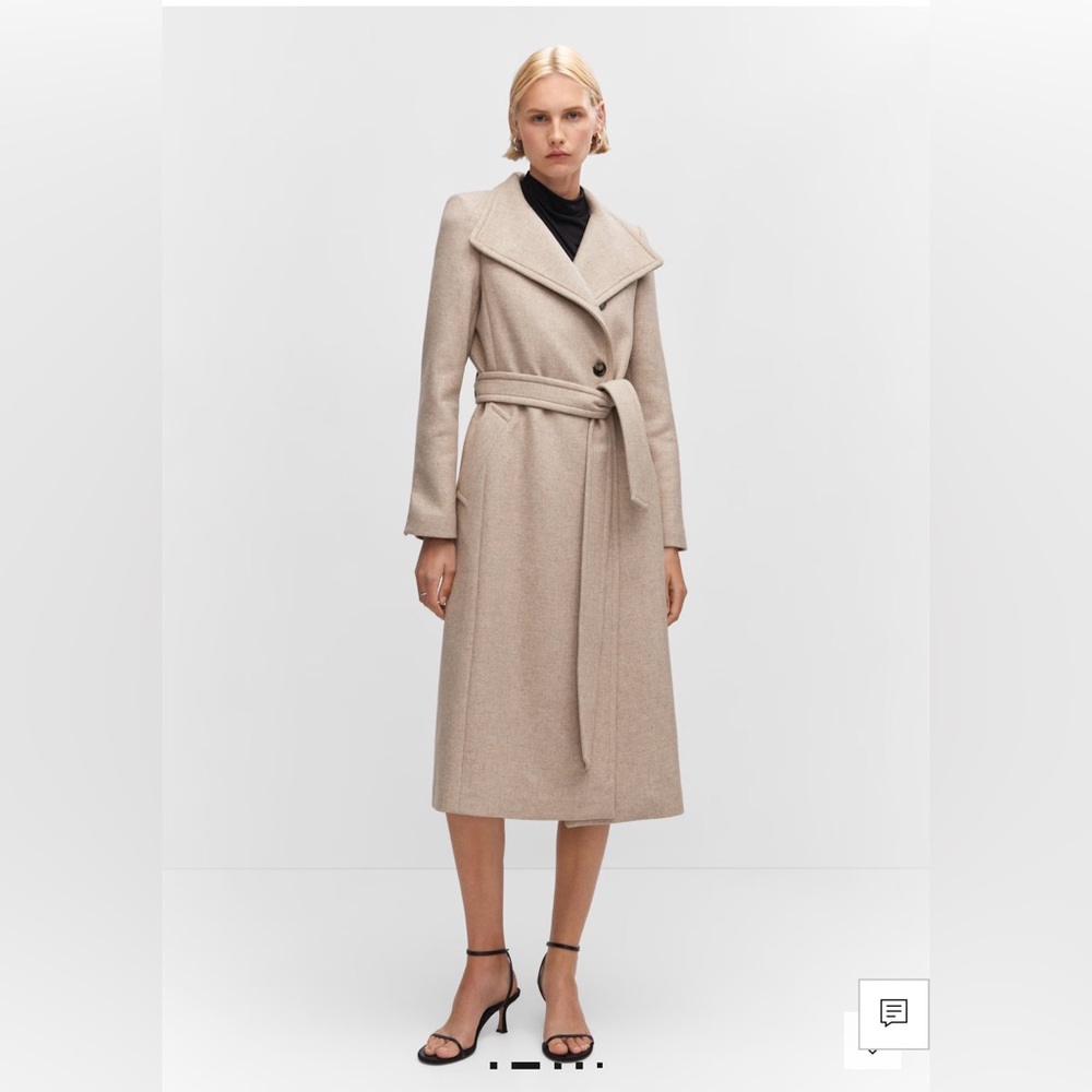 Mango BELTED MANTECO WOOL COAT